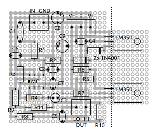 5W class-A transconductance amplifier matrix board layout